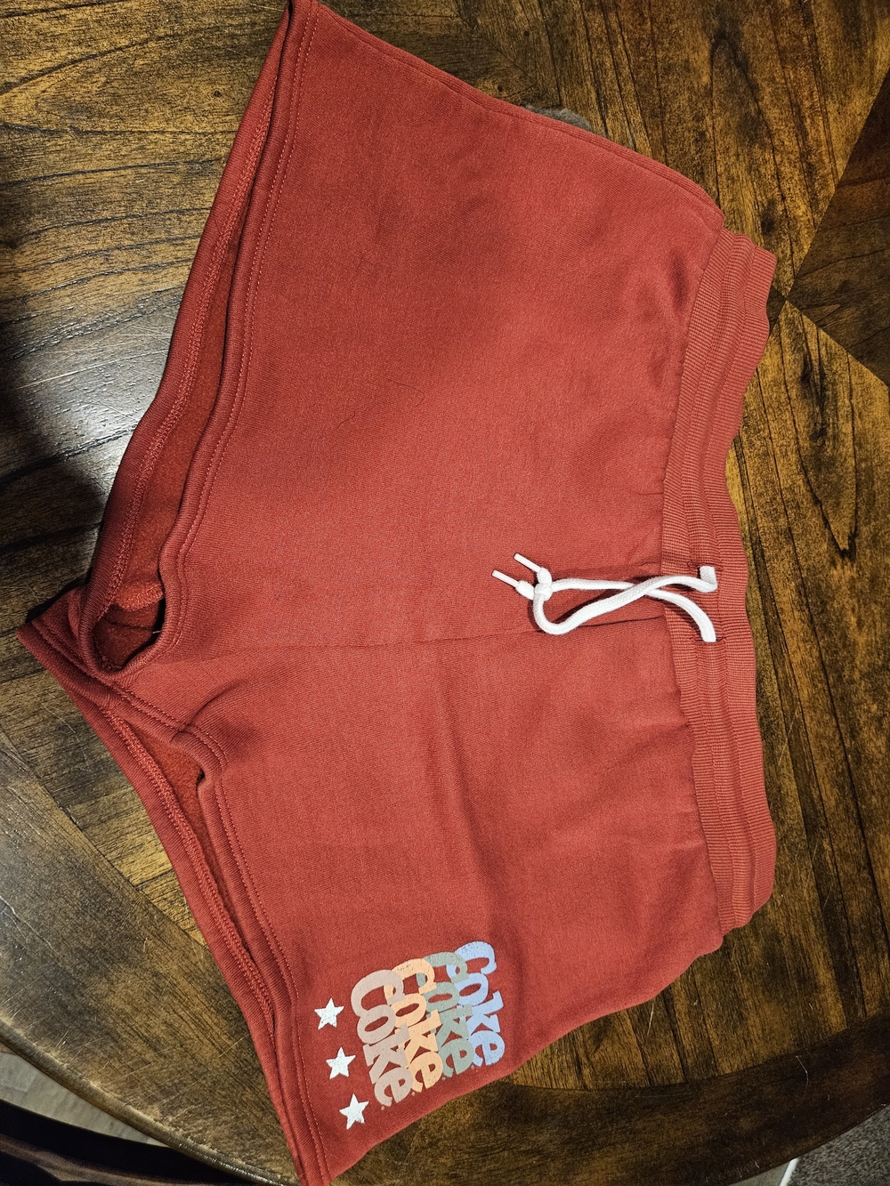 Coca Cola Red Girls' Casual Knit Shorts with White Drawstring